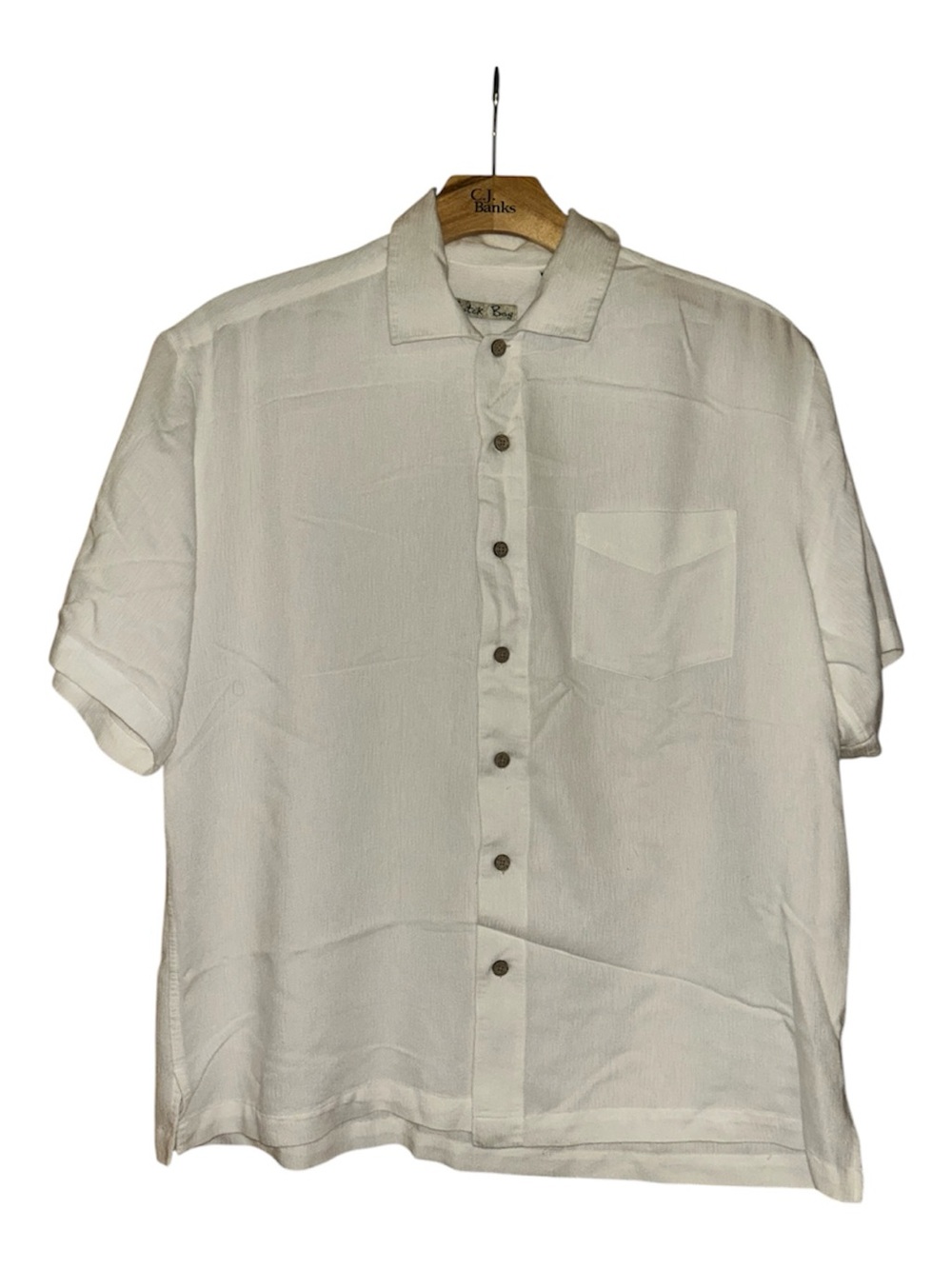 Men's White Short-Sleeve Button-Down Shirt - Unbranded